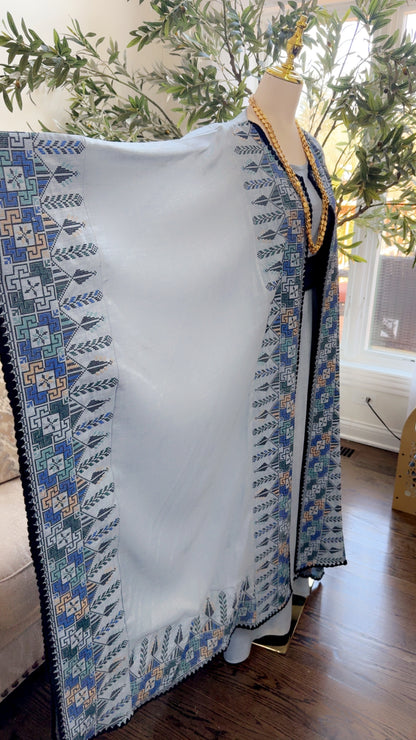 Luxurious embroidered Tatreez Butterfly Thobe Abaya set