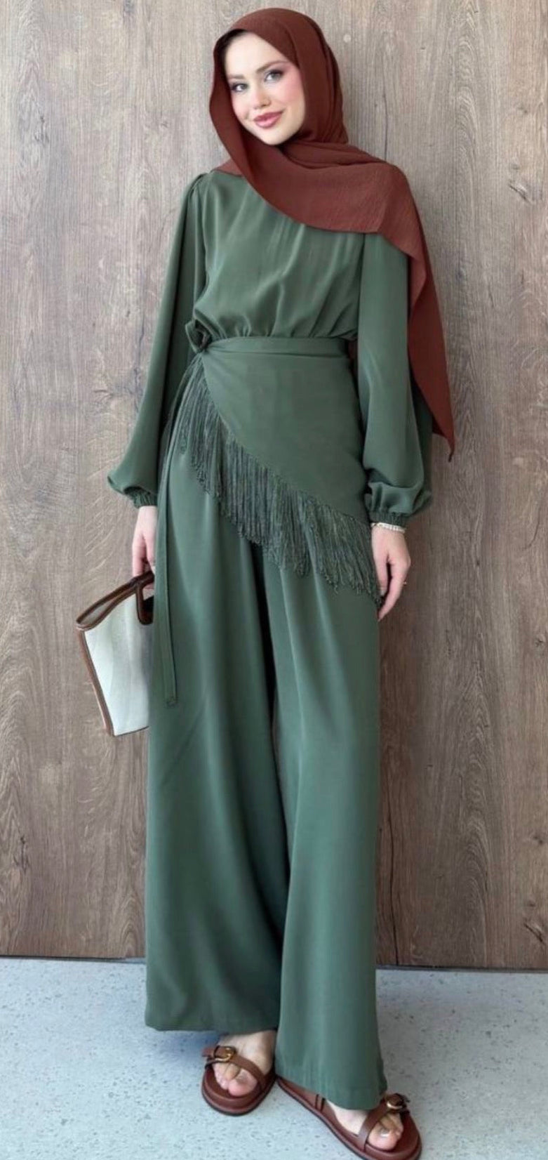 Fringe Waist Jumpsuit Set