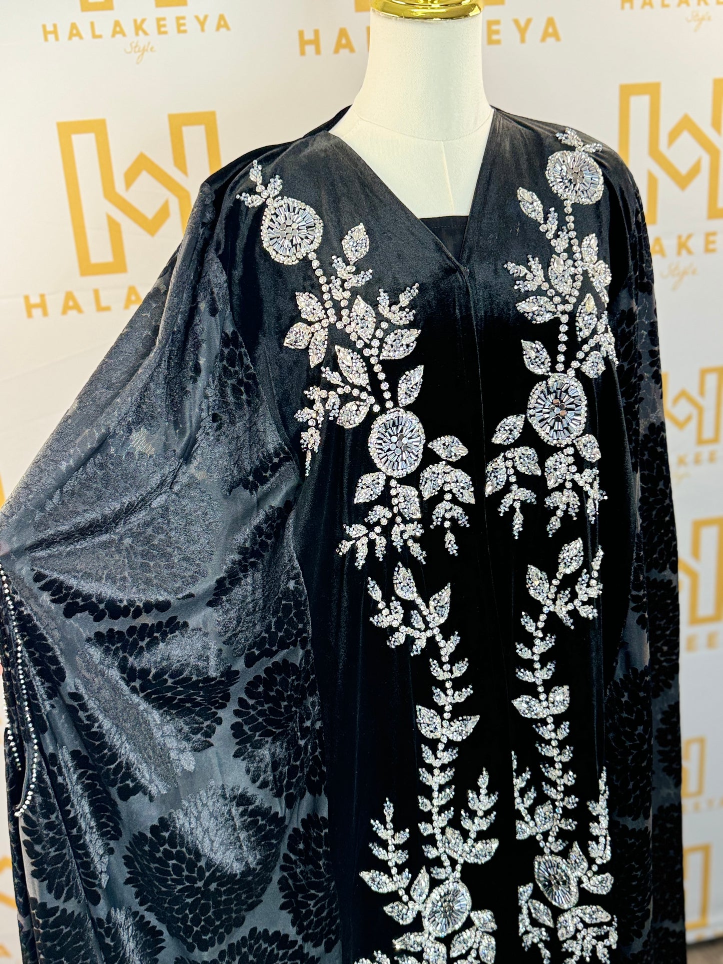 Luxury Velvet Embellished Handwork Beaded Abaya Cape!
