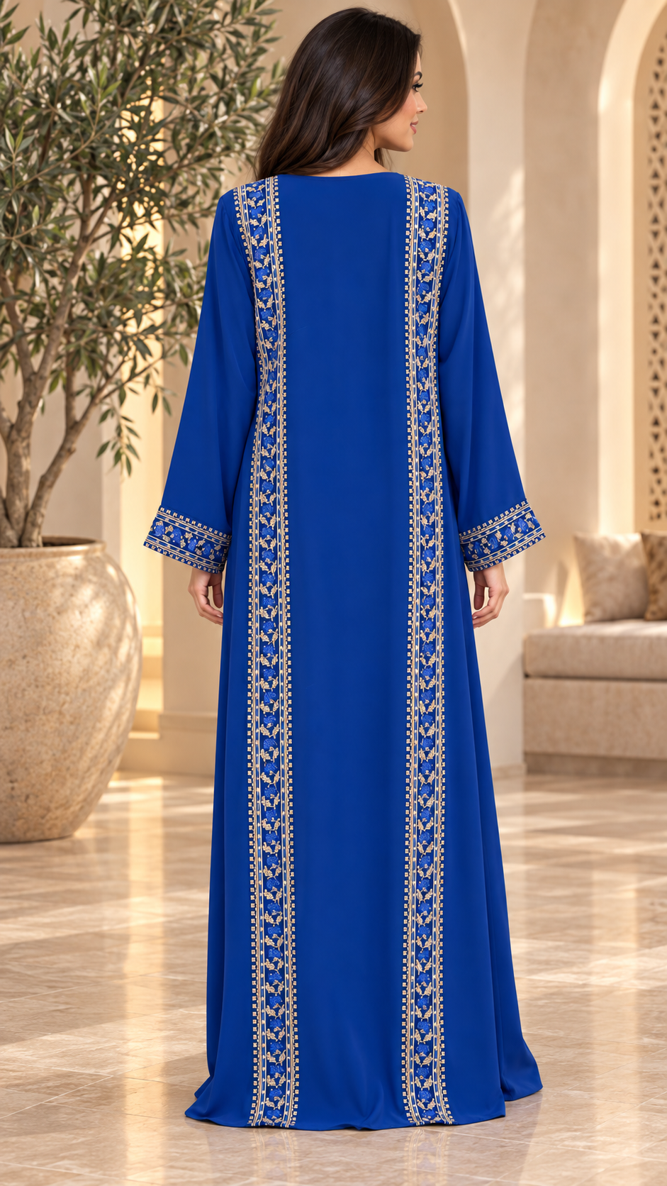 embroidered Tatreez Palestinian Royal Blue Thobe