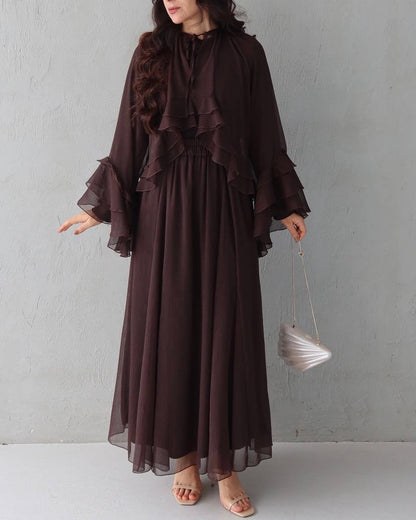 3 PCs Graceful Chiffon Ruffle Skirt Set