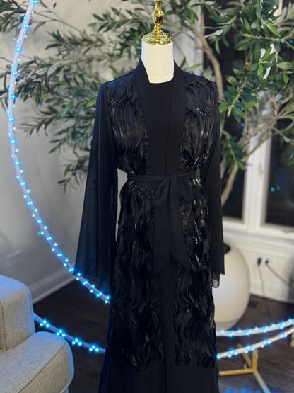 3 Pcs fancy Organza / chiffon Abaya Set