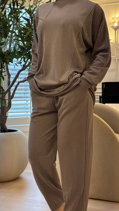 Everyday Modest Gray Two-Piece Set with Embellishments