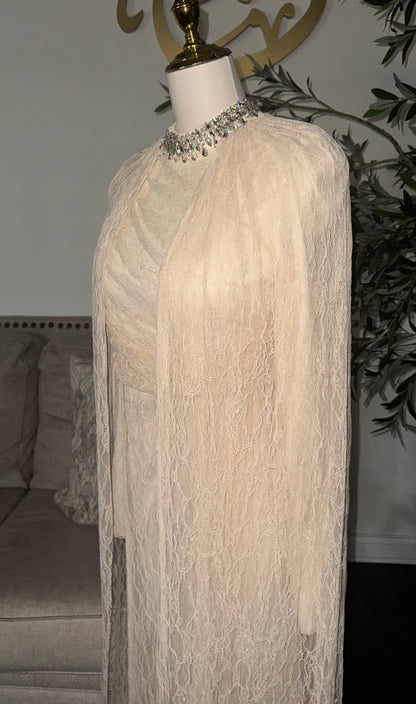 Crystal Grace Gown Turtle neck Lace Evening Dress