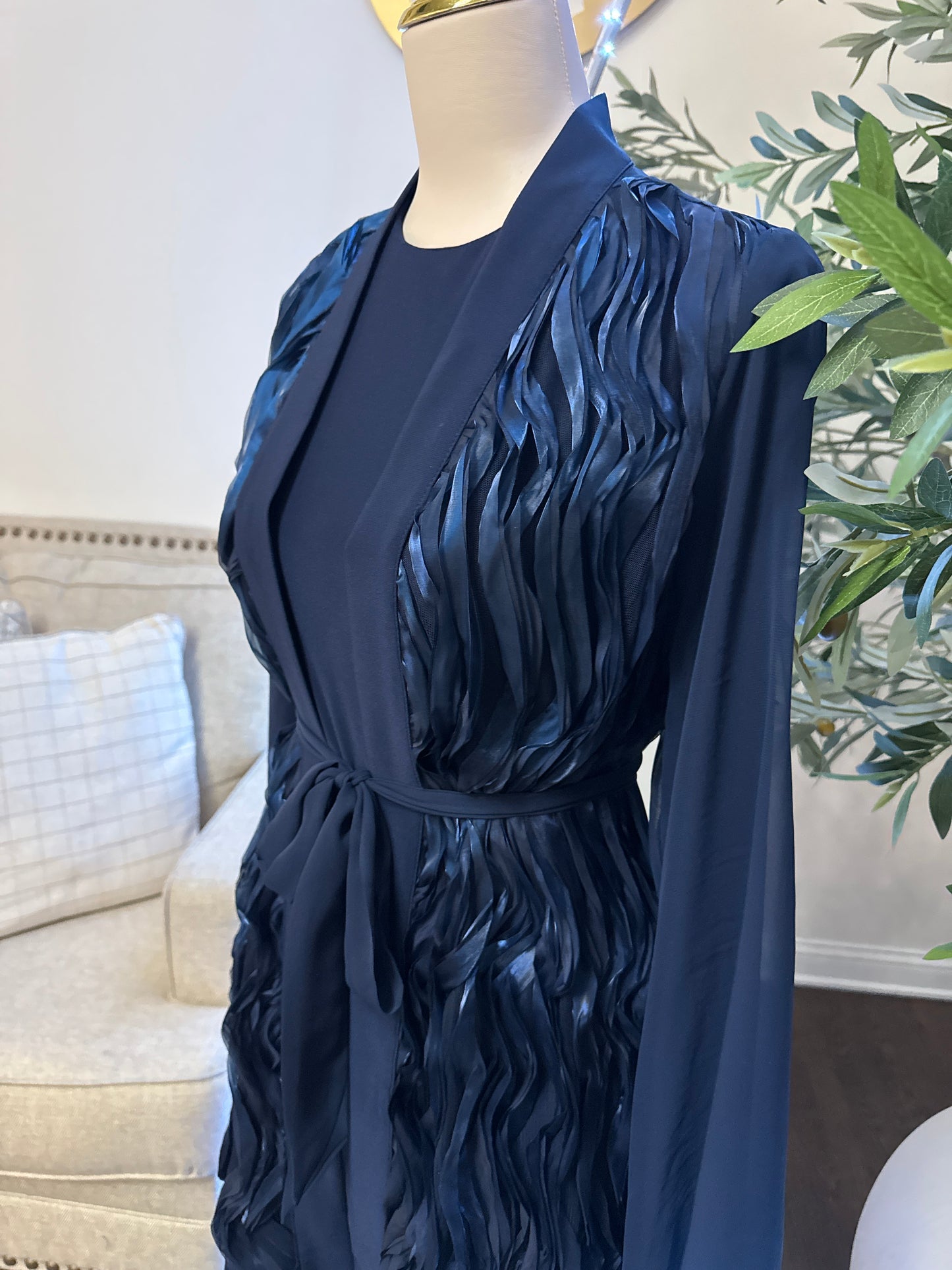 3 Pcs fancy Organza / chiffon Abaya Set