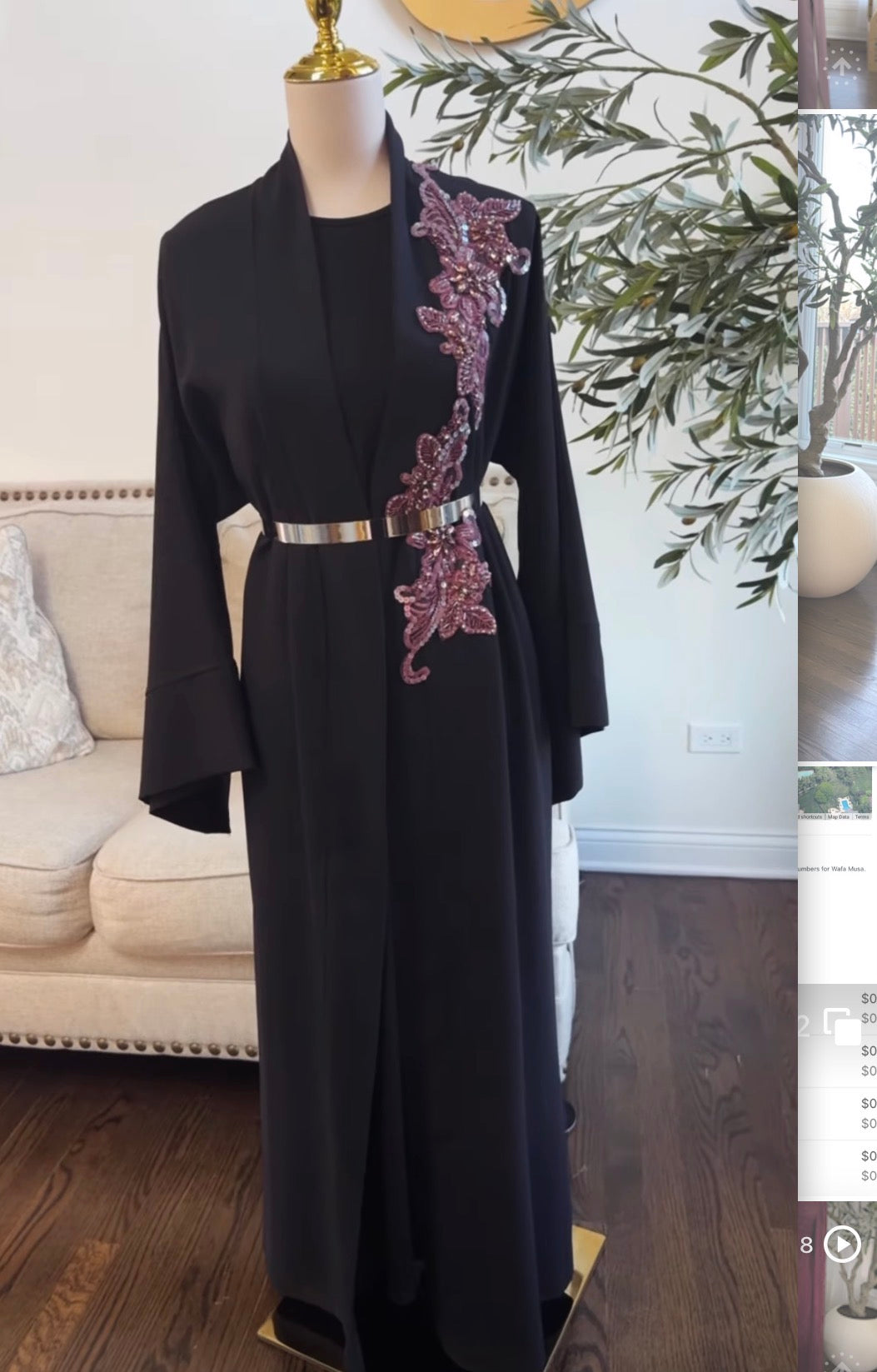 Embellished Bead Open Abaya