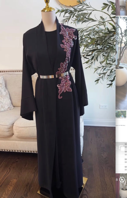 Embellished Bead Open Abaya