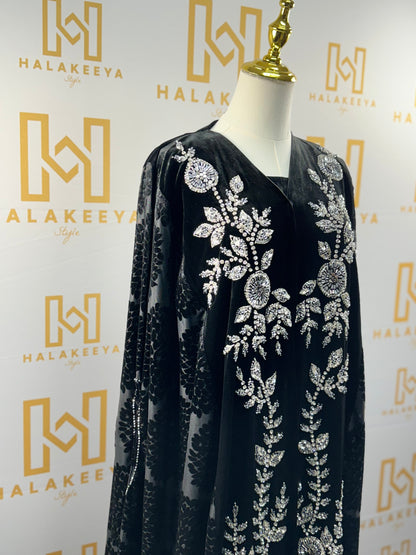 Luxury Velvet Embellished Handwork Beaded Abaya Cape!