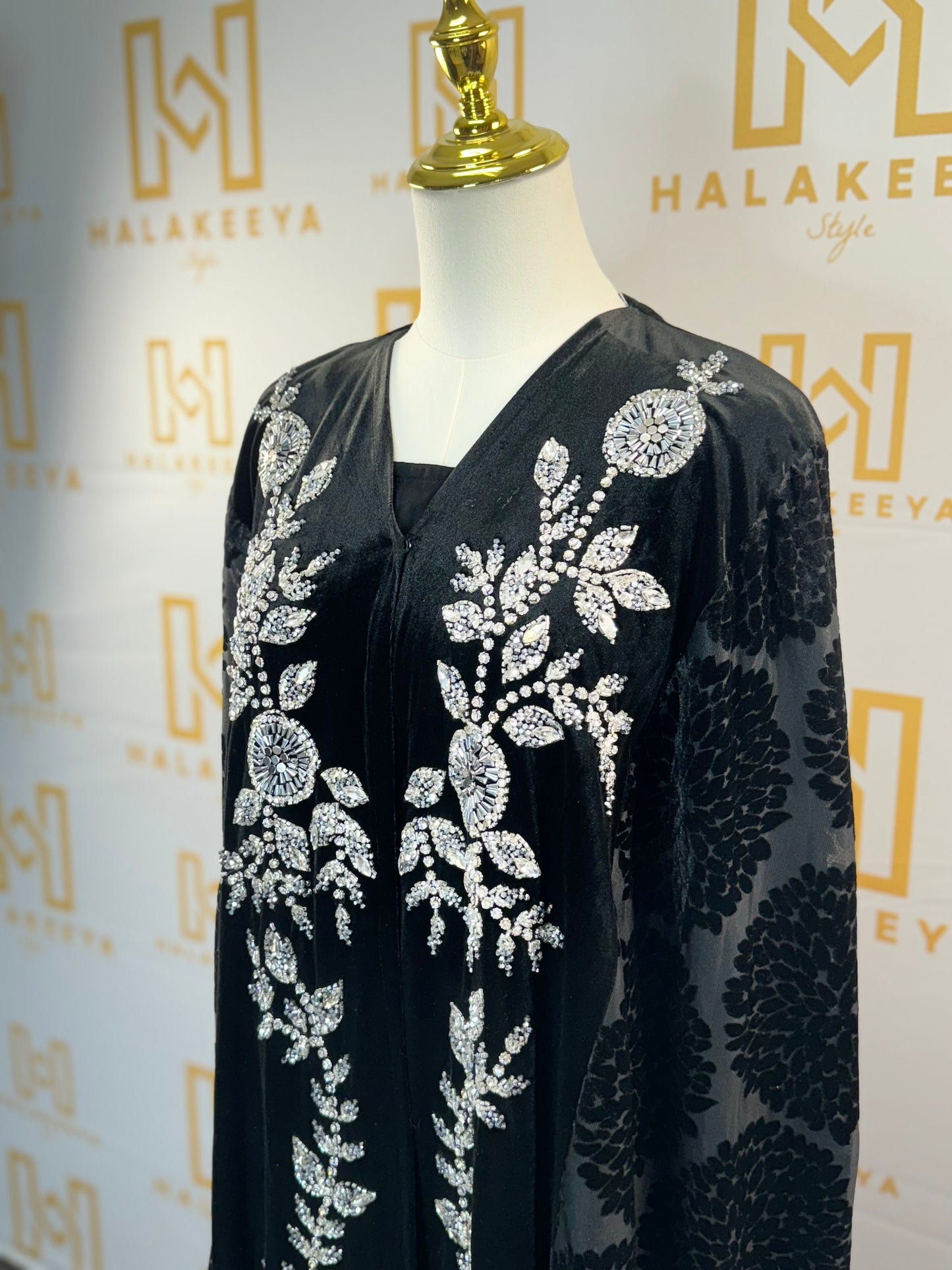 Luxury Velvet Embellished Handwork Beaded Abaya Cape!