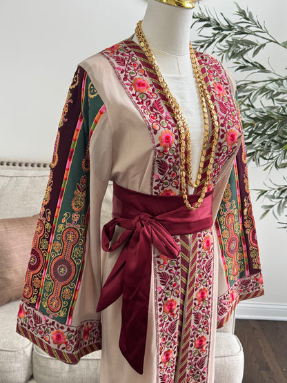 Embroidered Tatreez Open Malaka Thobe Abaya