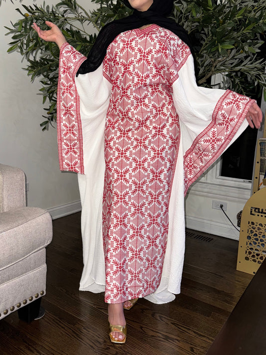 Palestinian Tatreez Traditional Embroidered Modest Butterfly Dress