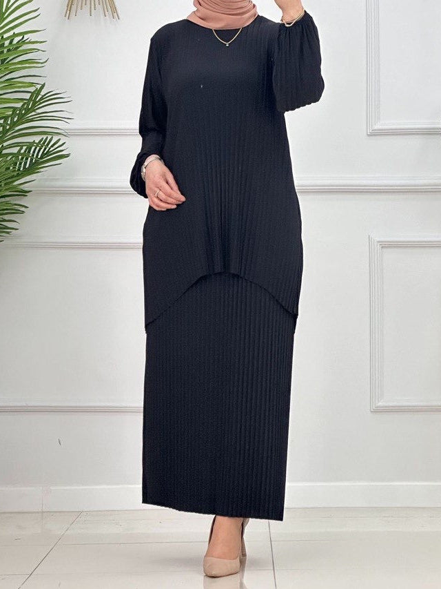 2 Pcs pleated Lycra Skirt set