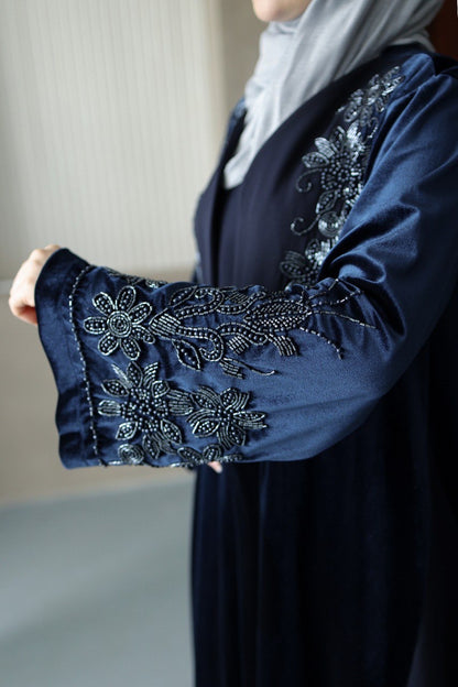 Velvet Beaded A Line Abaya set