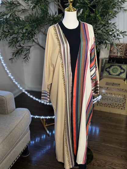 Butterfly oversized Crystal Beaded Modest traditional fabric shamigh Bisht Abaya set