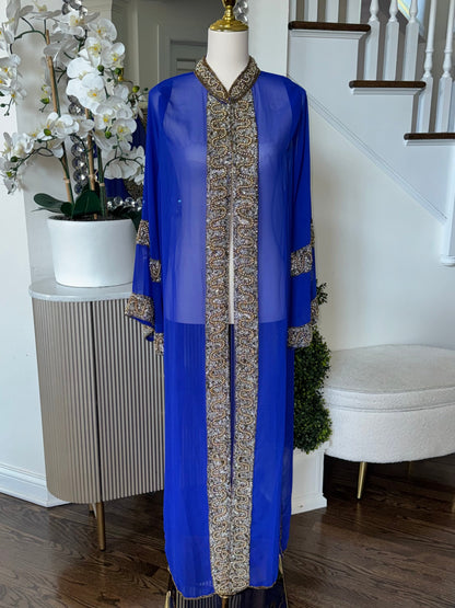 Stunning Sheer Chiffon Embellished Beaded Open Abaya