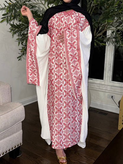 Palestinian Tatreez Traditional Embroidered Modest Butterfly Dress