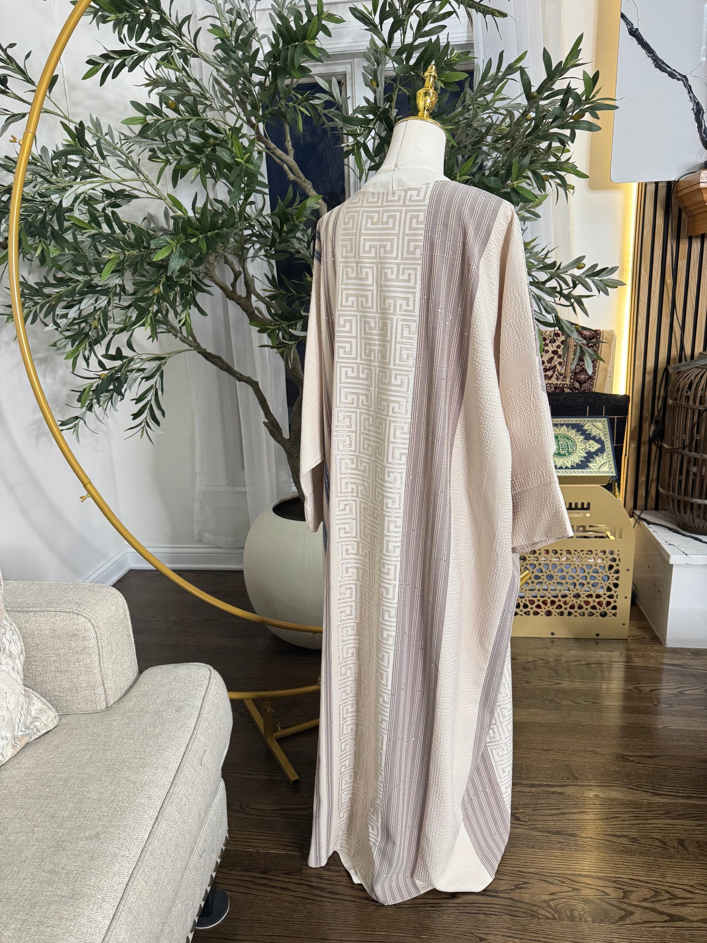 1 pcs Butterfly Crystal Beaded embellished Modest Ivory Abaya Bisht