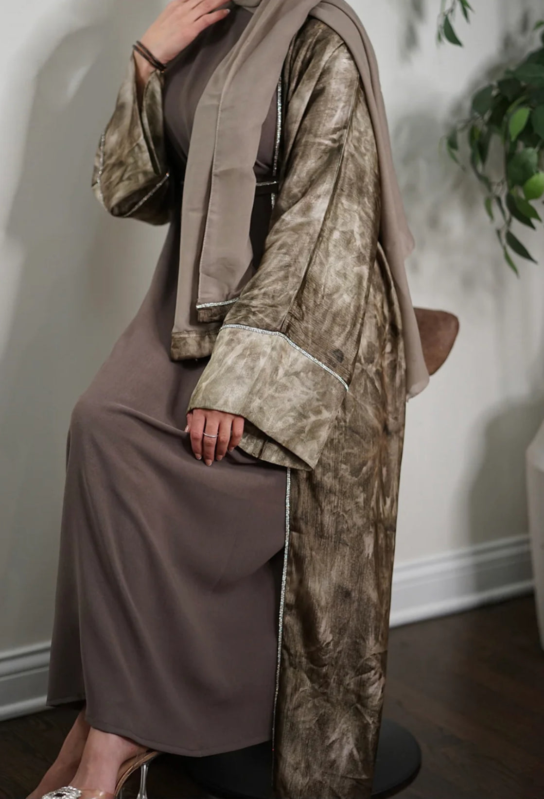 Set of 4 abaya tie-dyed with crystal