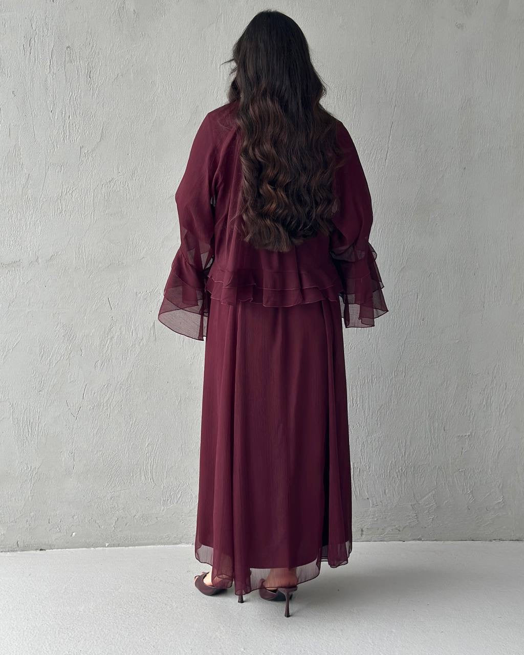 3 PCs Graceful Chiffon Ruffle Skirt Set