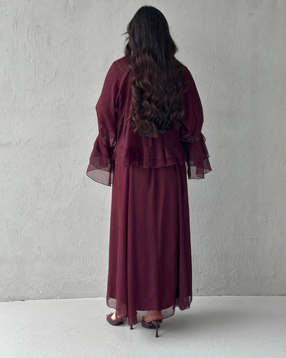 3 PCs Graceful Chiffon Ruffle Skirt Set