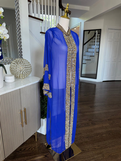 Stunning Sheer Chiffon Embellished Beaded Open Abaya