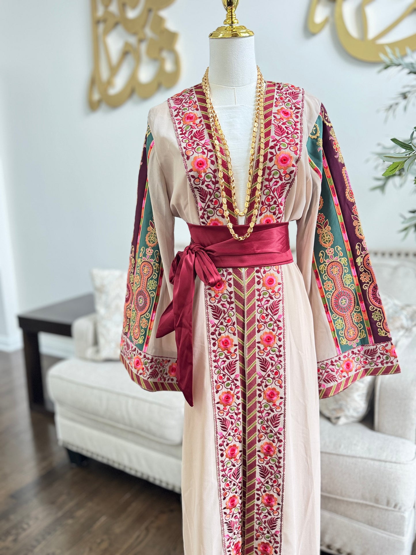 Embroidered Tatreez Open Malaka Thobe Abaya