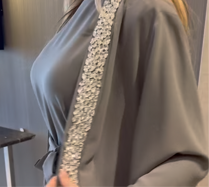 luxury 3-piece embellished crystal abaya