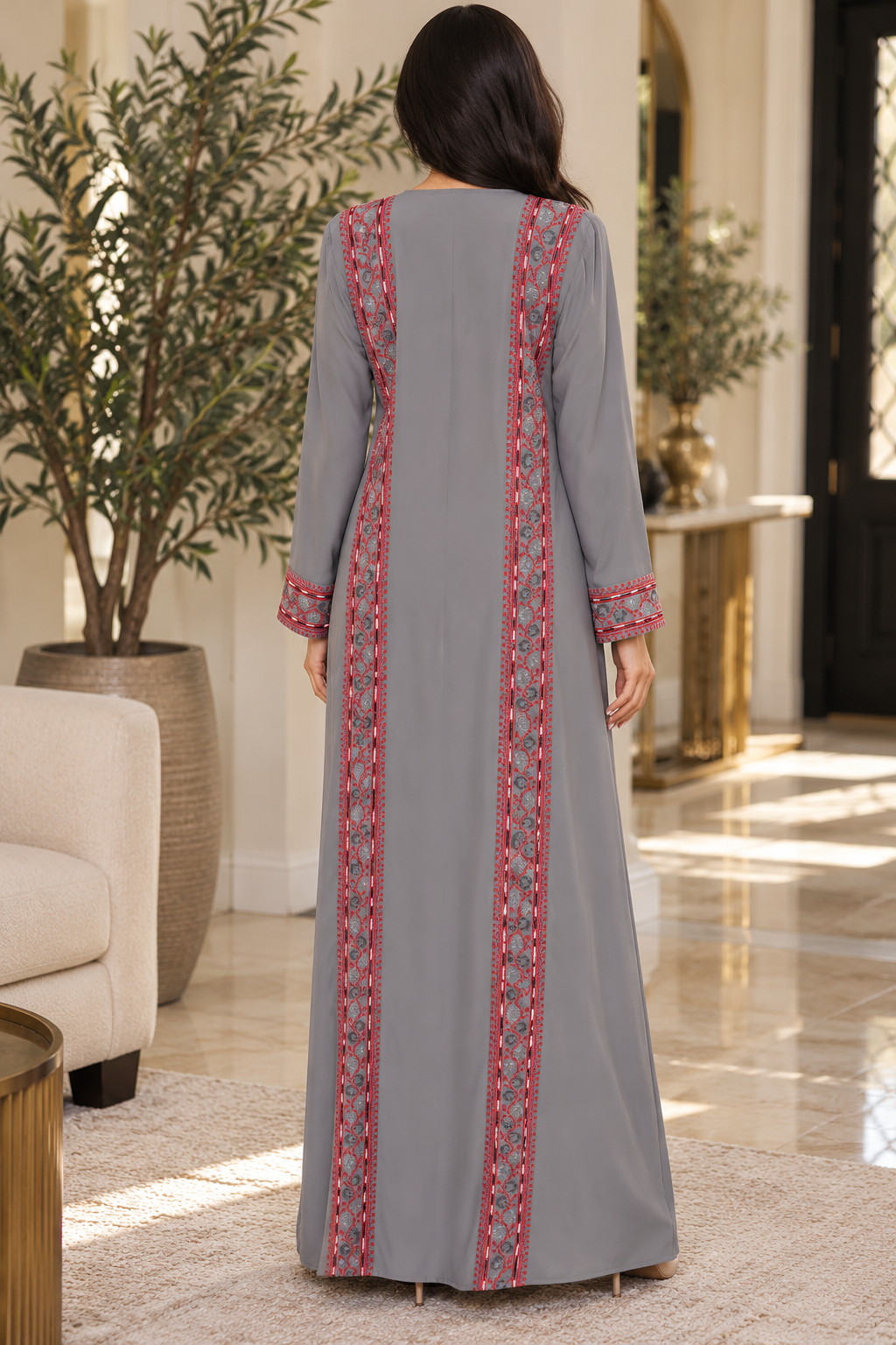 embroidered Tatreez Palestinian gray Thobe