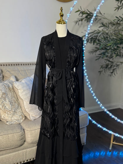 3 Pcs fancy Organza / chiffon Abaya Set