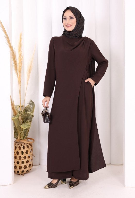 2 Pcs Long Tunic With Wide Pant Set