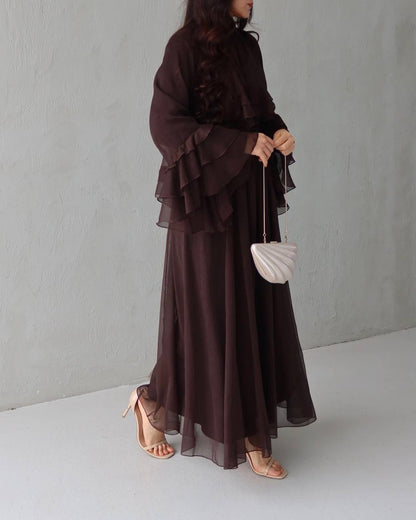 3 PCs Graceful Chiffon Ruffle Skirt Set