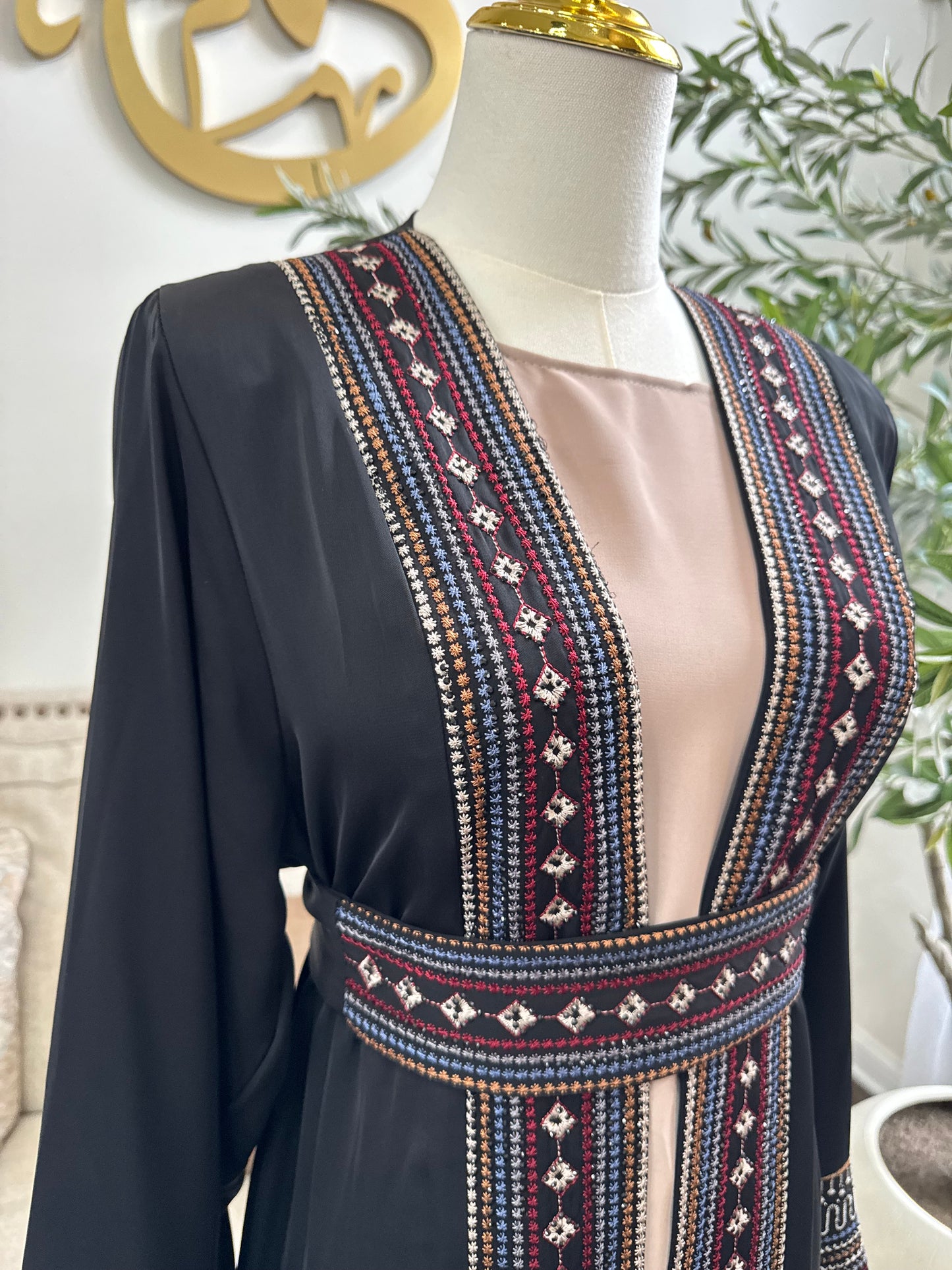 3 pcs multi colors embellished Islamic modest Open Abaya