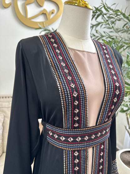 3 pcs multi colors embellished Islamic modest Open Abaya
