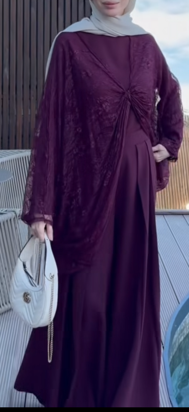 Elegant Lace Overlay Three-Piece Set