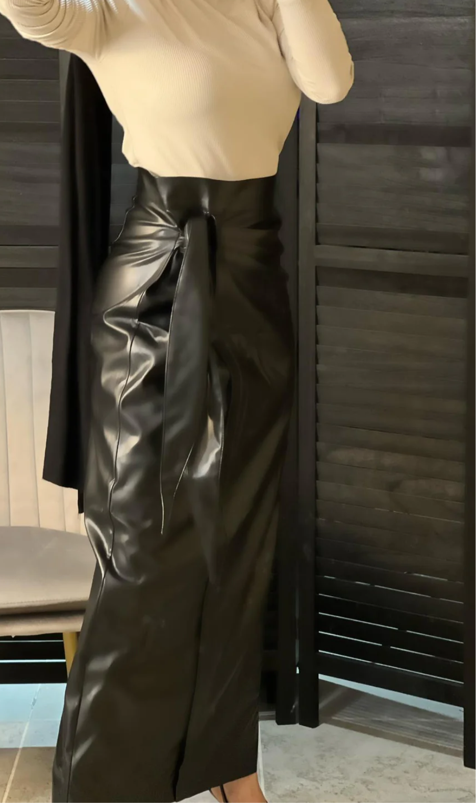 Faux Leather Long Skirt