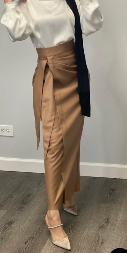 Faux Leather Long Skirt