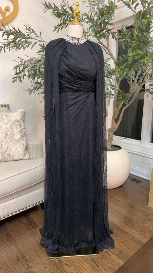 Crystal Grace Gown Turtle neck Lace Evening Dress