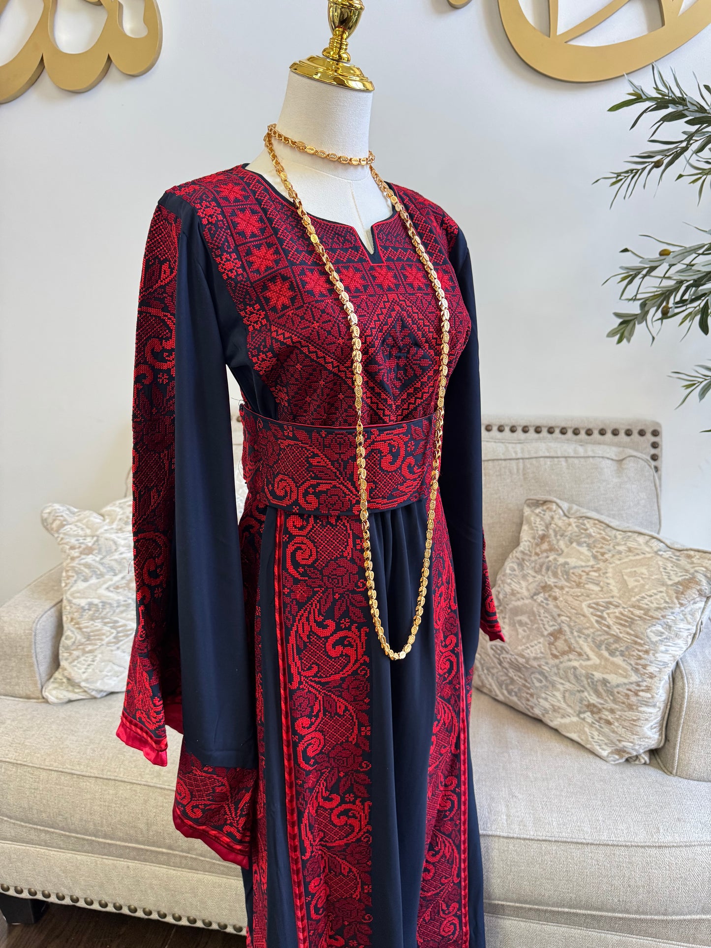 Navy Palestinian Tatreez Thobe