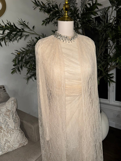 Crystal Grace Gown Turtle neck Lace Evening Dress