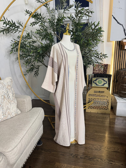 1 pcs Butterfly Crystal Beaded embellished Modest Ivory Abaya Bisht