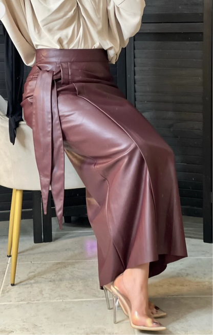 Faux Leather Long Skirt