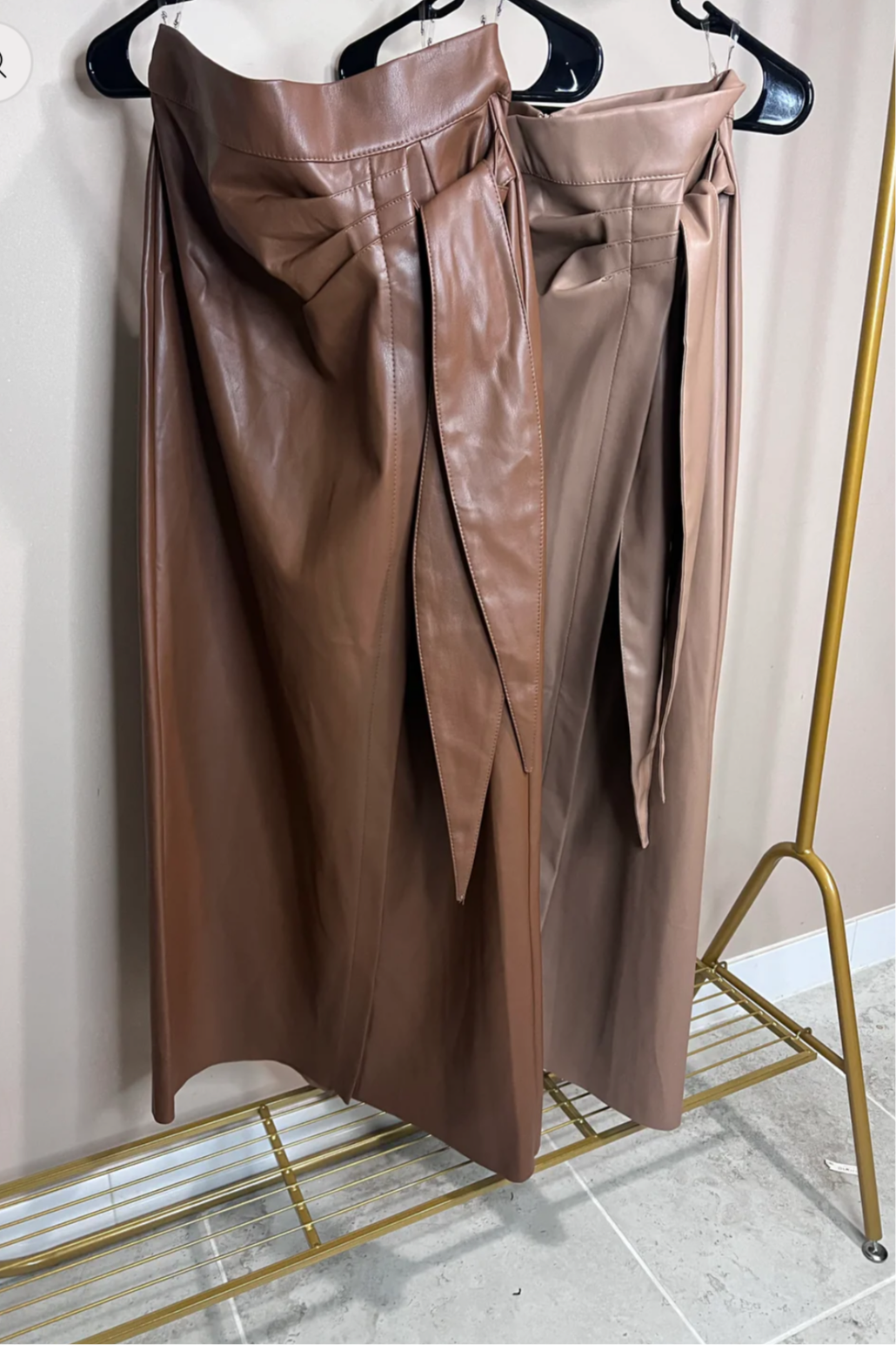 Faux Leather Long Skirt