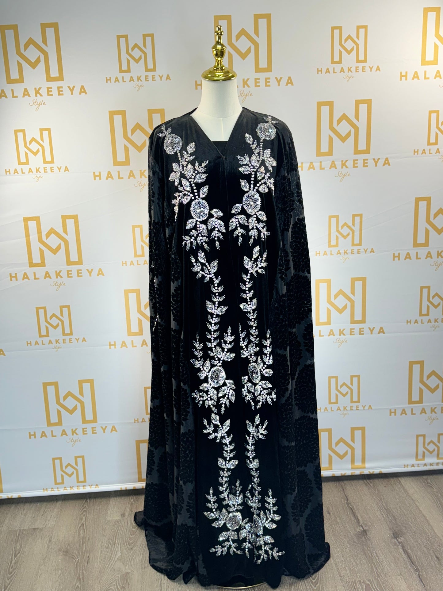 Luxury Velvet Embellished Handwork Beaded Abaya Cape!