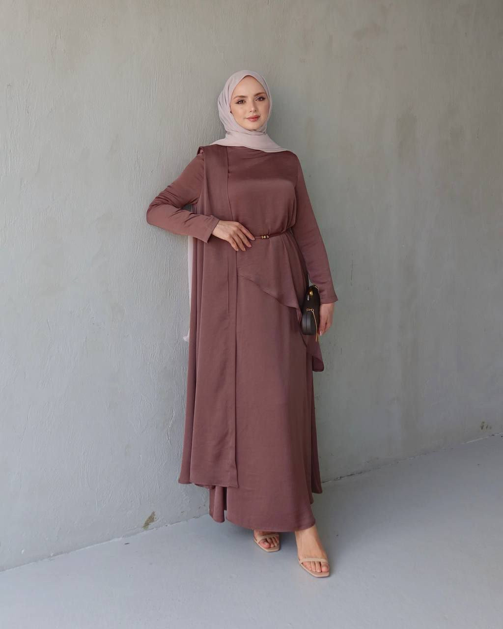 Elegant Draped Belted Maxi Dress