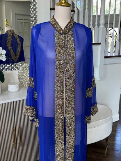 Stunning Sheer Chiffon Embellished Beaded Open Abaya