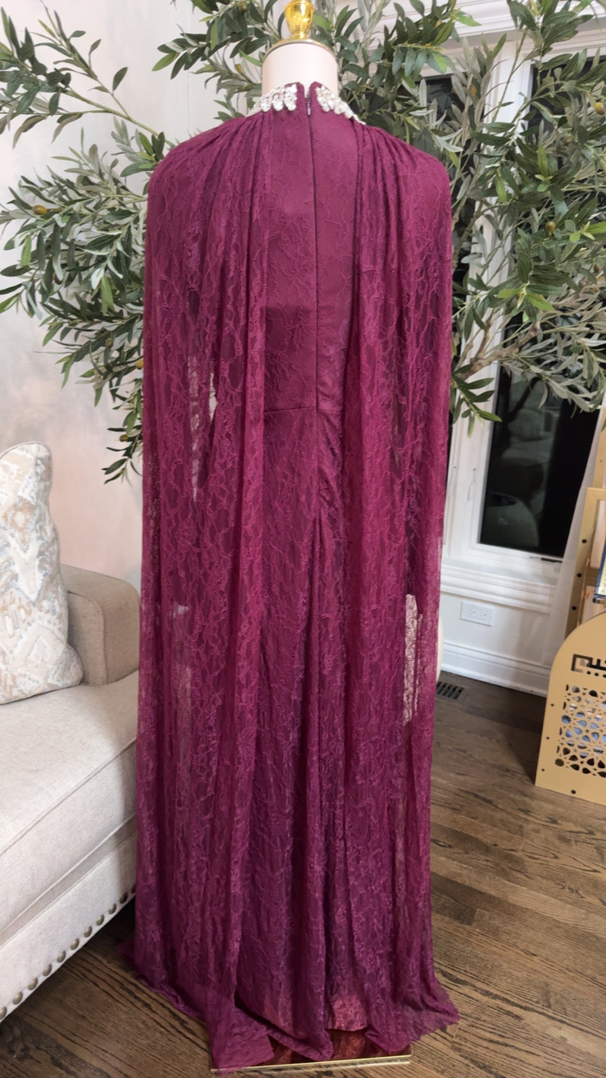 Crystal Grace Gown Turtle neck Lace Evening Dress