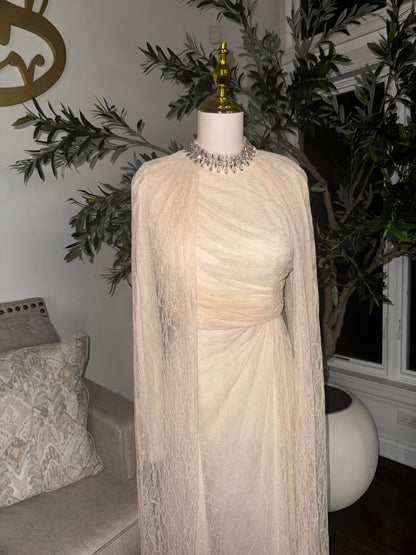 Crystal Grace Gown Turtle neck Lace Evening Dress