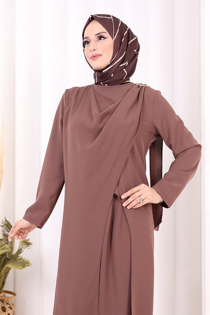 2 Pcs Long Tunic With Wide Pant Set