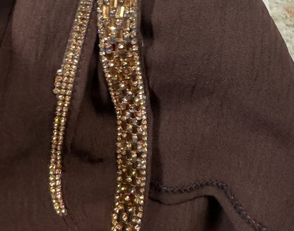 4 PIECE EMBELLISHED OPEN ABAYA WITH BELT, HIJAB AND INNER DRESS