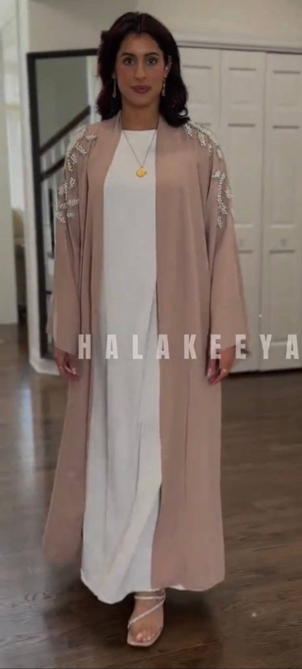 Luxury embellished Pearl Beaded Open Abaya
